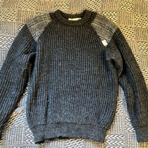Harris Tweed Heavy Wool Sweater / Made in Britain / Thick Knit / Grey / M-L